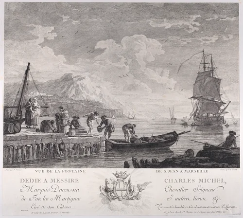 View of the Fountain of St. John in Marseille by Joseph Vernet, print, 1745-1805