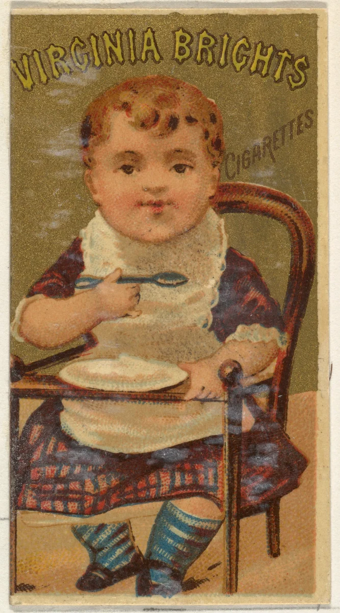 From the Girls and Children series (N64) promoting Virginia Brights Cigarettes for Allen & Ginter brand tobacco products by Allen & Ginter, print, 1886