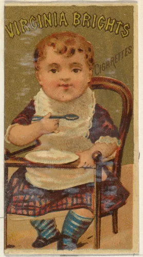 From the Girls and Children series (N64) promoting Virginia Brights Cigarettes for Allen & Ginter brand tobacco products by Allen & Ginter, print, 1886