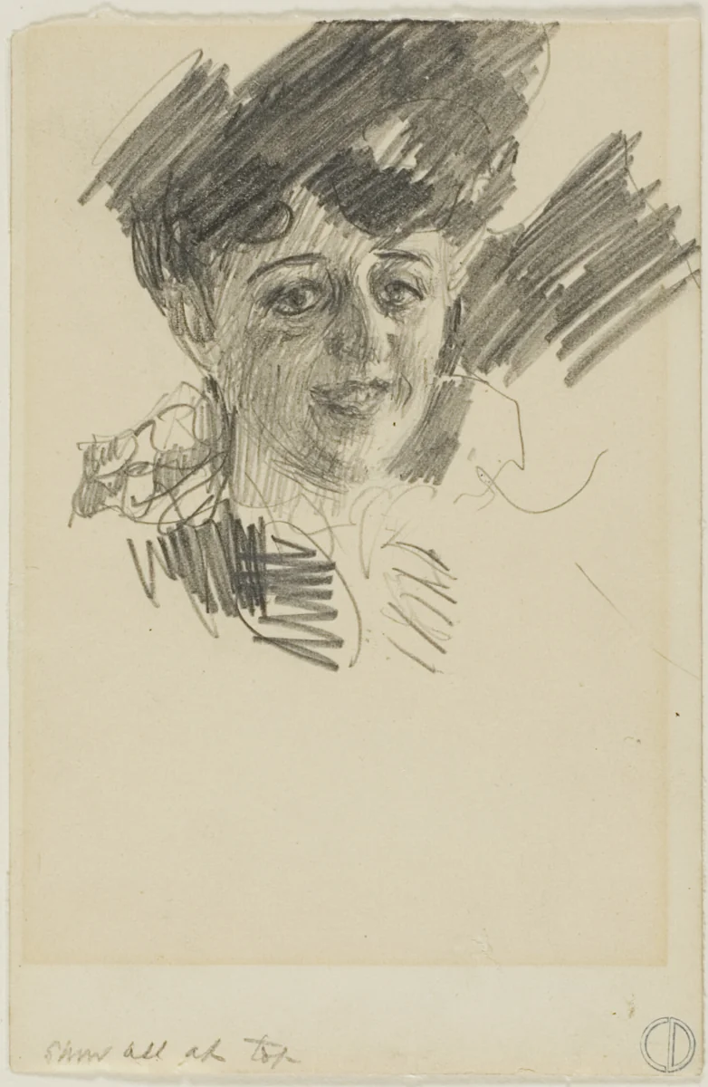 Head of a Woman by Anders Zorn, drawing, 1880-1920