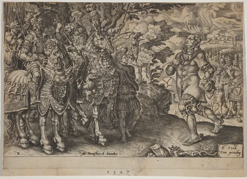 The Surrender of John Frederick, Elector of Saxony, After the Battle of Mühlberg by Dirck Volckertz Coornhert
Maerten van Heemskerck
Hieronymus Cock, print, 1547
