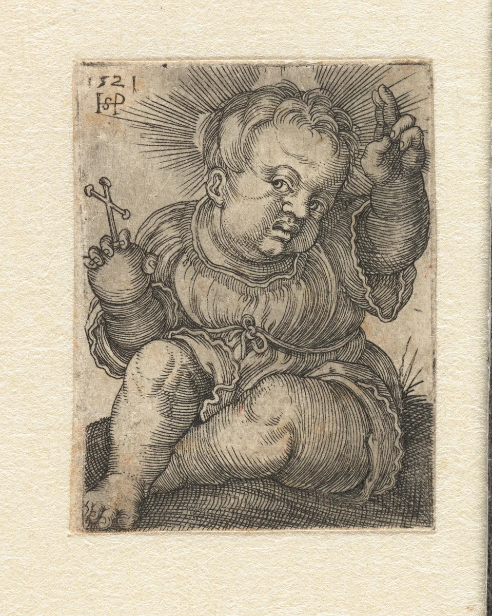 Christuskind met rijksappel maakt zegenend gebaar by Unknown, print, 1521