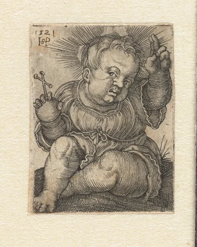 Christuskind met rijksappel maakt zegenend gebaar by Unknown, print, 1521