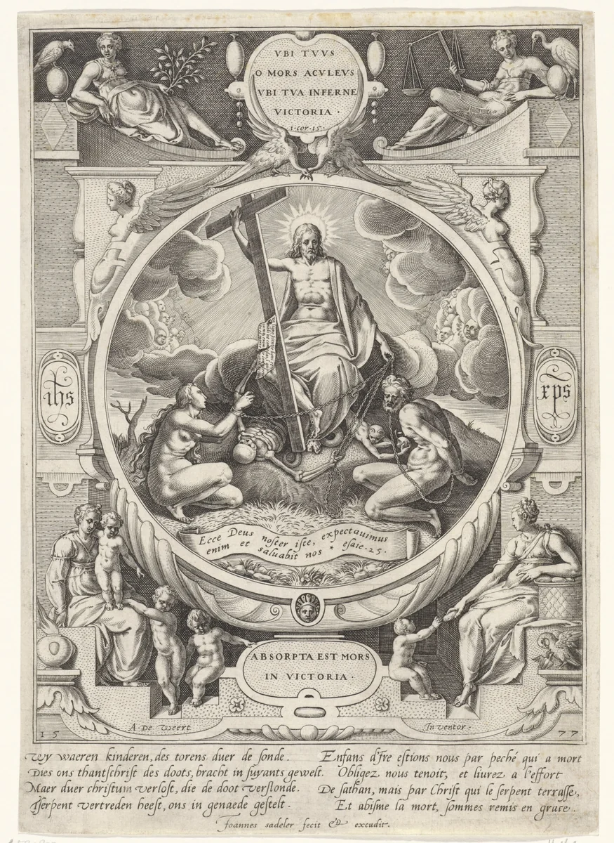 Christus als overwinnaar van de dood en de zonde by Unknown, print, 1577