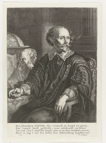 Portret van Samuel Coster by Reinier van Persijn, print, 1623-1668