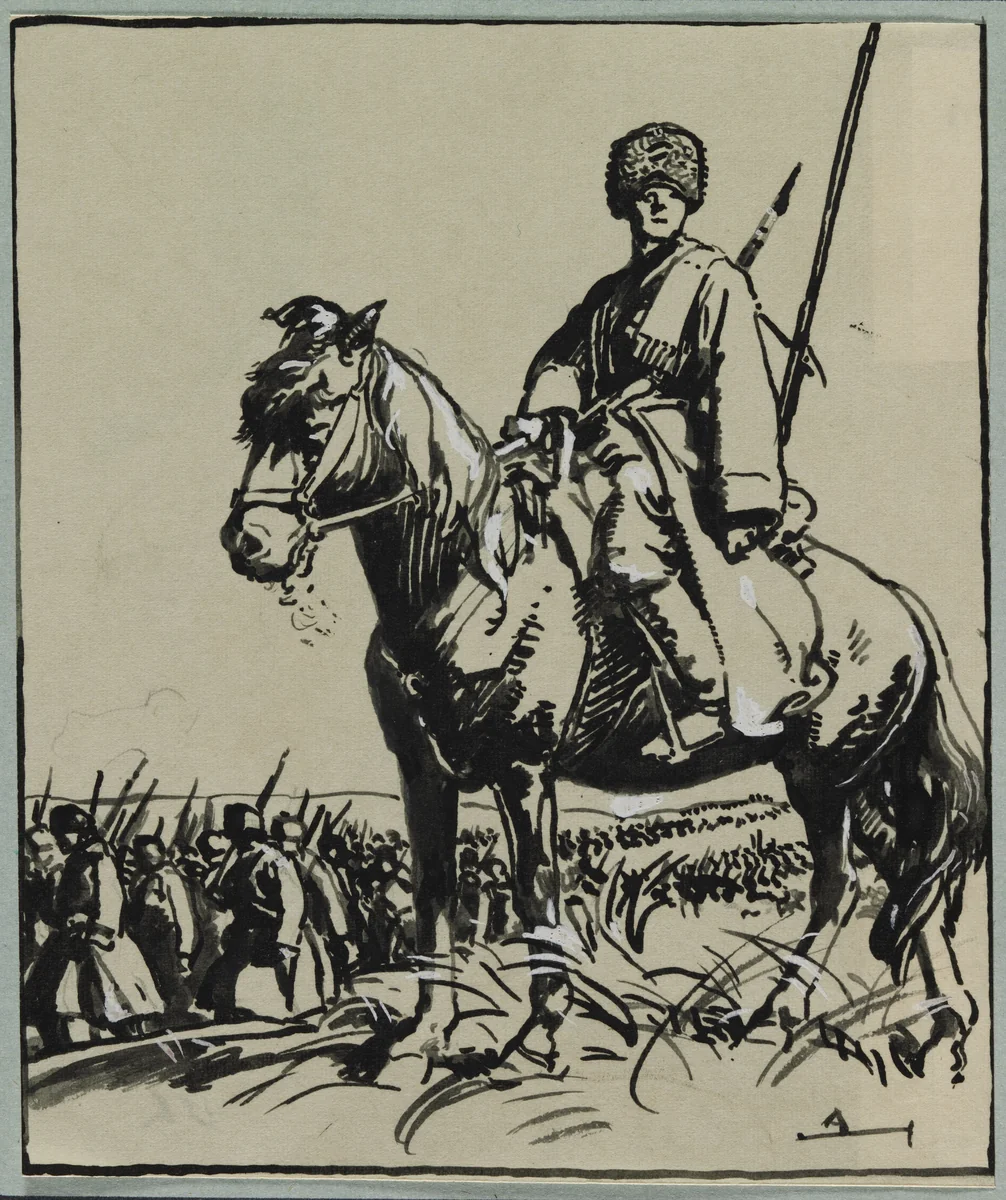 Officier de Cosaques by Auguste Louis Lepère, drawing, 1914