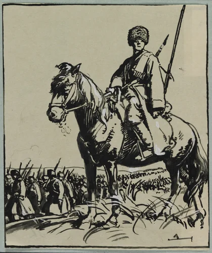 Officier de Cosaques by Auguste Louis Lepère, drawing, 1914