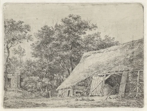Boerenschuur by Adrianus Serné, print, 1783-1853