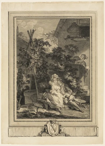 The Amorous Gardener by Isidor-Stanislas Helman, print, 1777