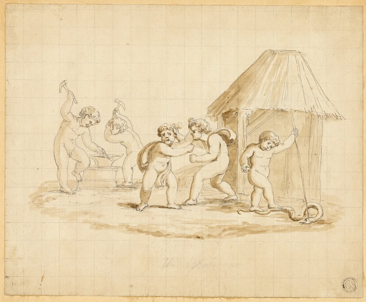Putti Enacting Mythological Scenes by Lady Diana Beauclerk, drawing, 1754-1808