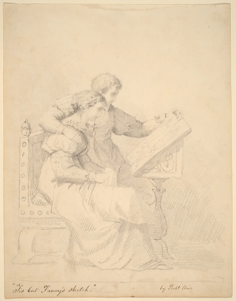"Tis but Fancy's Sketch" by Robert Walter Weir, drawing, 1850-1860