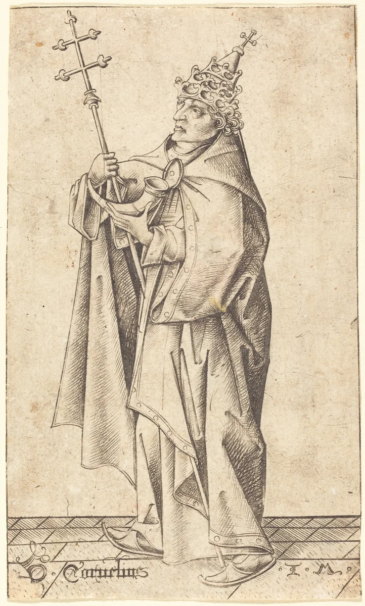 Saint Cornelius by Israhel van Meckenem, print, 1470