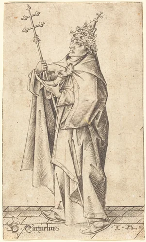 Saint Cornelius by Israhel van Meckenem, print, 1470