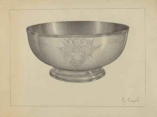 Silver Baptismal Bowl by Giacinto Capelli, index of american design, 1936