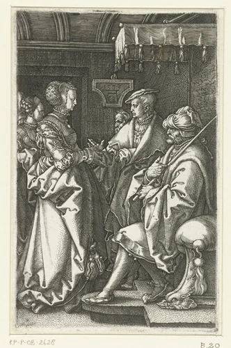 De vrouw van Potifar beschuldigt Jozef by Unknown, print, 1532