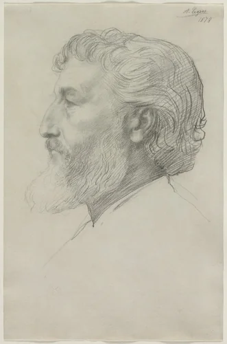 Sir Frederick Leighton by Alphonse Legros, drawing, 1878