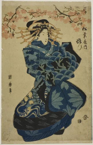 The Courtesan Yasooi of the Matsubaya by Kunikane, print, 1820-1830