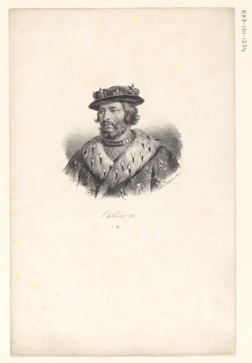 Portret van Childerik III by anonymous, print, 1818-1842