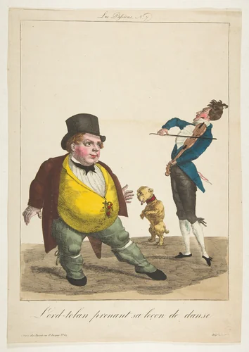 Lord-tolan prenant sa leçon de dance, La Passions, No. 7 by Basset, print, 1800-1850