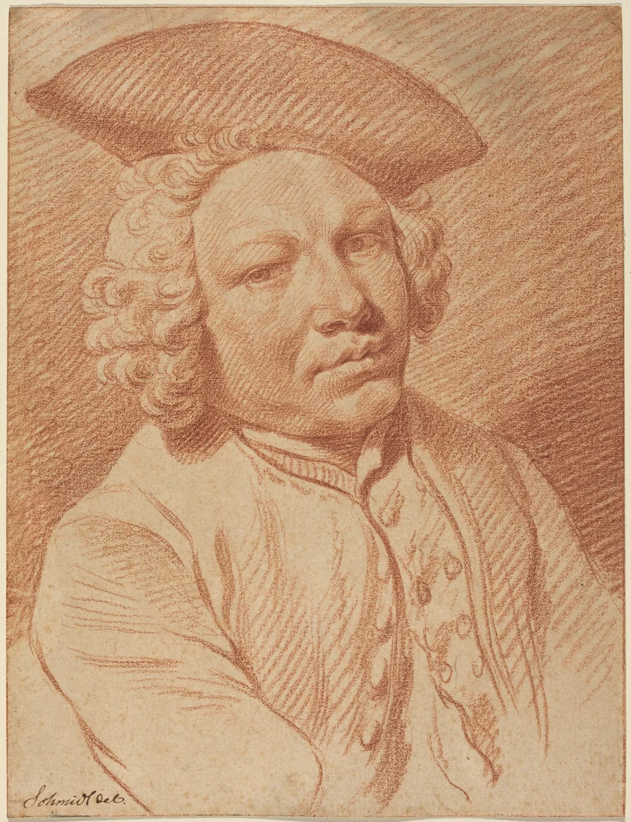 Portrait of a Man in a Tricorn Hat by Georg Friedrich Schmidt, drawing, 1712-1775