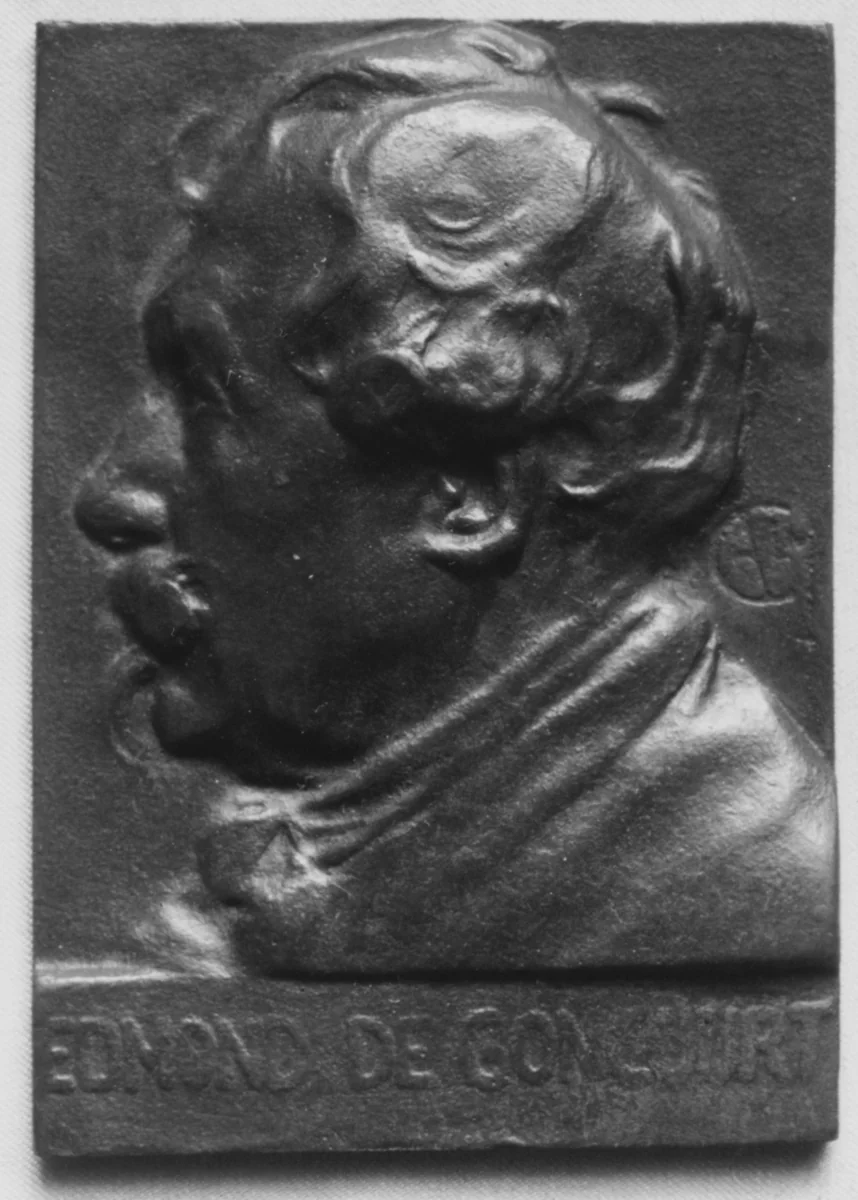 Portrait of Edmond de Goncourt (1822–1896), novelist and man of letters by Alexandre-Louis-Marie Charpentier, metalwork, 1885-1899