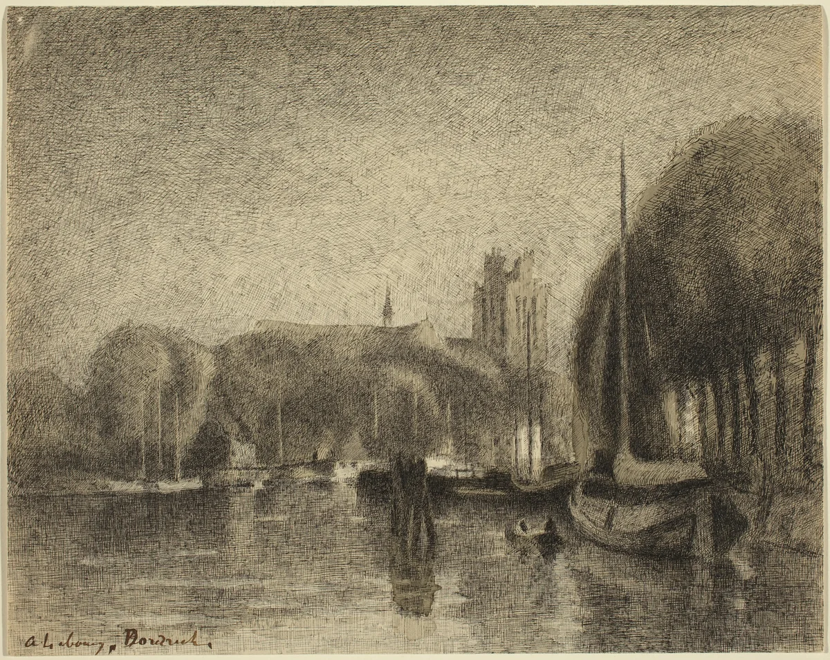 Harbor in Dordrecht by Albert Lebourg, drawing, 1895-1897