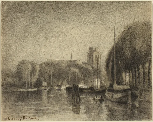 Harbor in Dordrecht by Albert Lebourg, drawing, 1895-1897