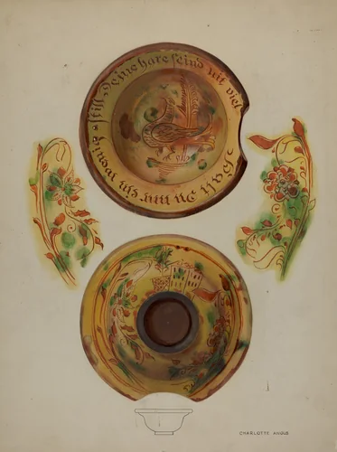 Pa. German Shaving Basin by Charlotte Angus, index of american design, 1937