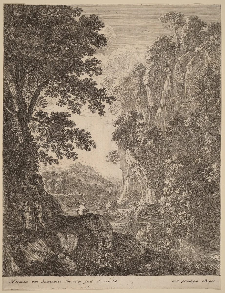 The Large Cascade by Herman van Swanevelt, print, 1600-1655