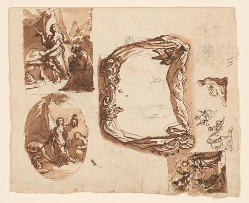 Judith and Holofernes and Other Studies (recto); Diana and Endymion (verso) by Giuseppe Nicola Nasini, artwork, 1713-1723
