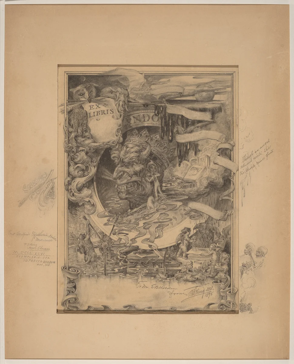 The Bookplate of the Printer's Devil by Francis Scott King; Edwin Babcock Holden, drawing, 1895