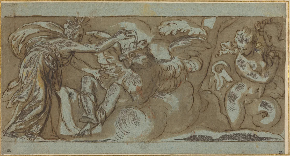 Ceres Changing Ascalaphus into a Bird of Evil Omen by Paolo Farinati, drawing, 1524-1606
