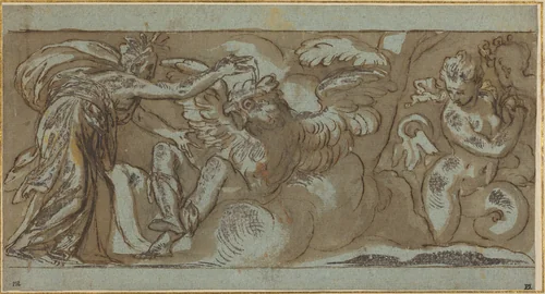 Ceres Changing Ascalaphus into a Bird of Evil Omen by Paolo Farinati, drawing, 1524-1606