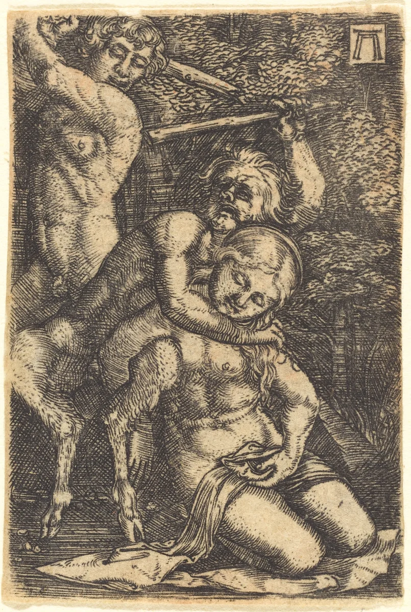 Two Satyrs Fighting about a Nymph by Albrecht Altdorfer
Marcantonio Raimondi, print, 1520-1525