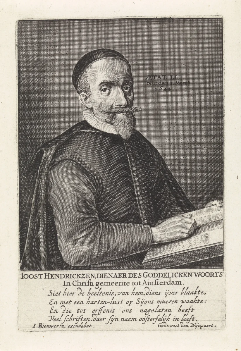 Portret van Joost Hendrickzen by anonymous, print, 1644