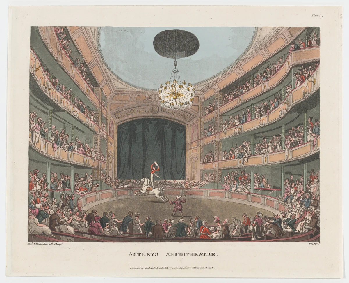 Astley's Amphitheatre by Thomas Rowlandson, print, 1808