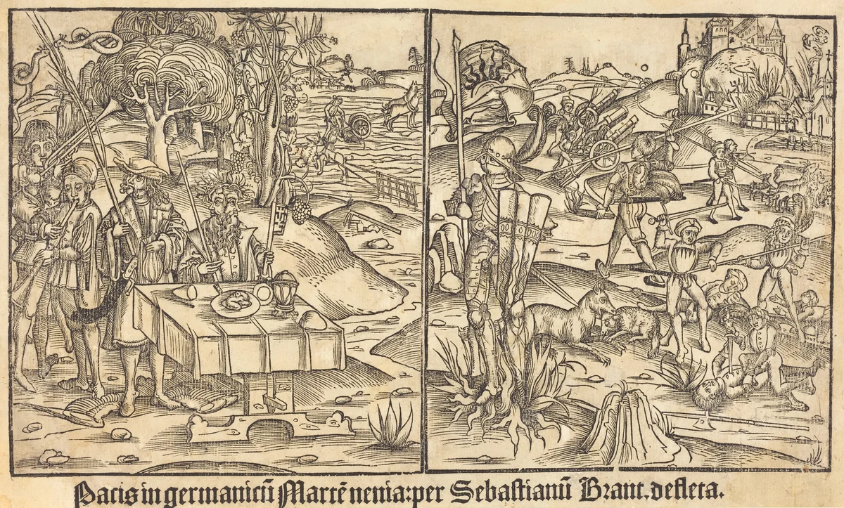Allegory of War and Peace by German 15th Century, print, 1499