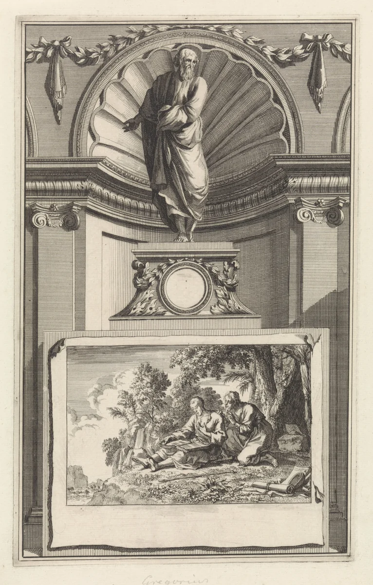 H. Gregorius van Nazianze de Jongere, kerkvader by Jan Luyken, print, 1698