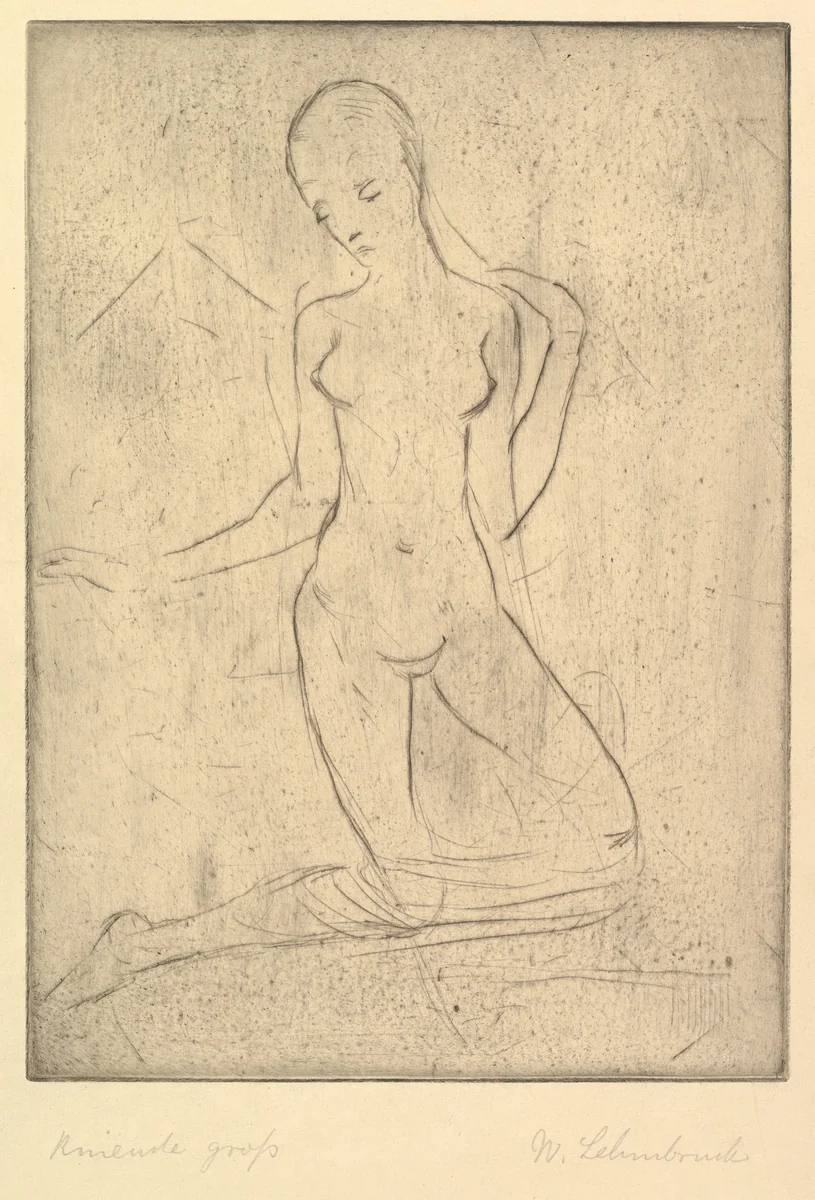 Kneeling One (Kneide, groß) by Wilhelm Lehmbruck, print, 1911