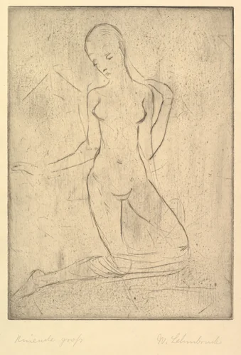 Kneeling One (Kneide, groß) by Wilhelm Lehmbruck, print, 1911