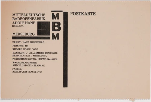 Mitteldeutsche Badeofenfabrik, Adolf Hanf by Franz Wilhelm Seiwert, design