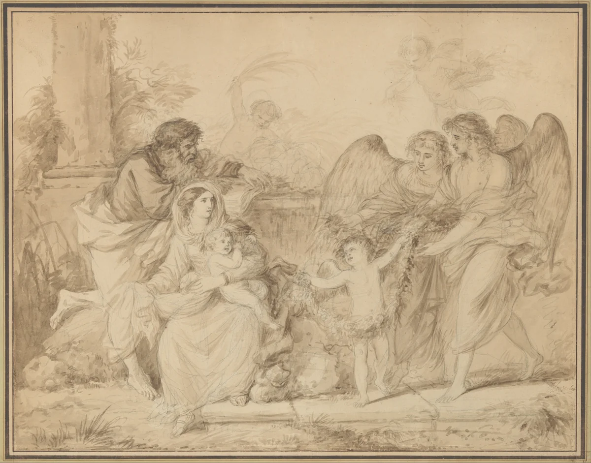 Rest on the Flight into Egypt by Jean Jacques Lagrenée, drawing, 1750-1821