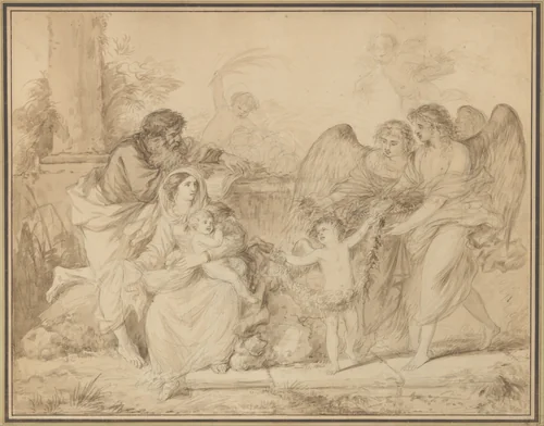 Rest on the Flight into Egypt by Jean Jacques Lagrenée, drawing, 1750-1821