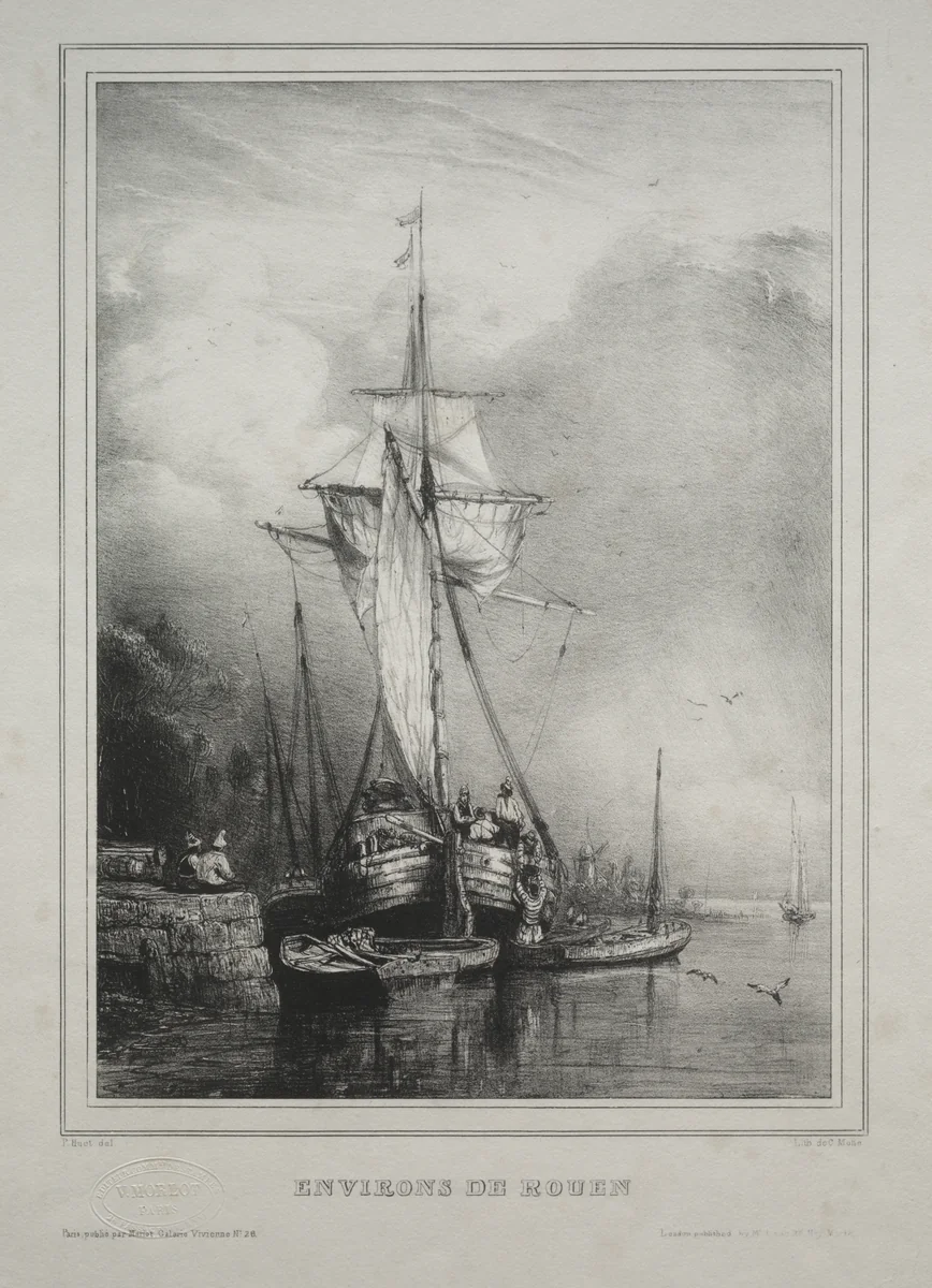 Six Marines: Environs of Rouen, France by Paul Hüet, print, 1832