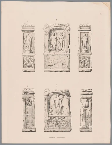Twee Romeinse altaren, pl. V by Tiemen Hooiberg, print, 1843-1845