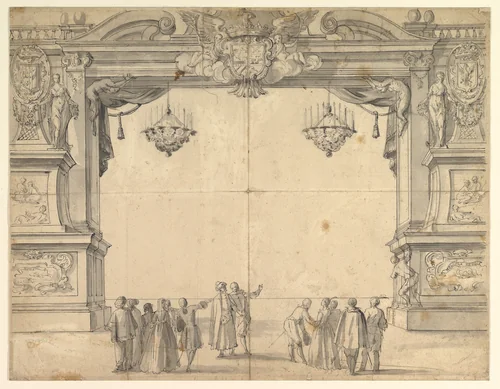 Proscenium Arch of a Court Theater by anonymous, drawing, 1700-1799