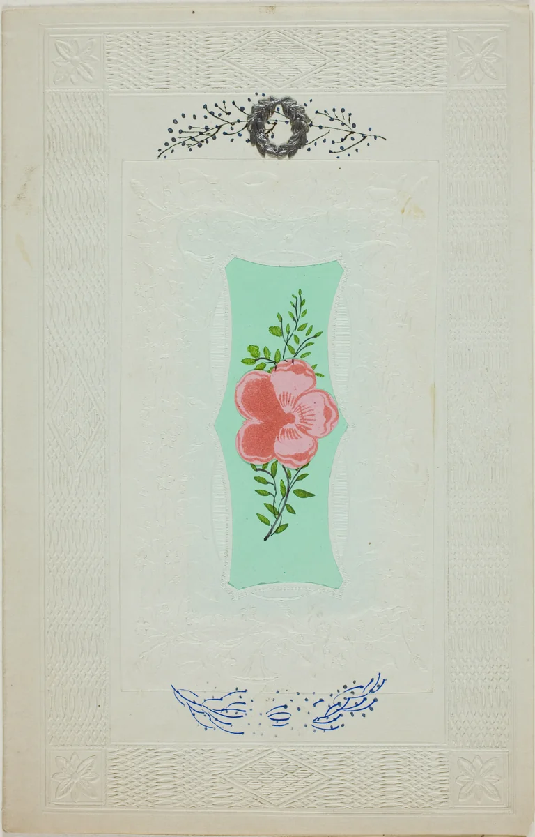 Untitled Valentine (Pink Flower on Green) by Unknown Artist, other, 1801-1900