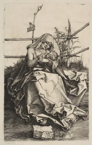 Virgin and Child on a Grassy Bench by Albrecht Dürer, print, 1503