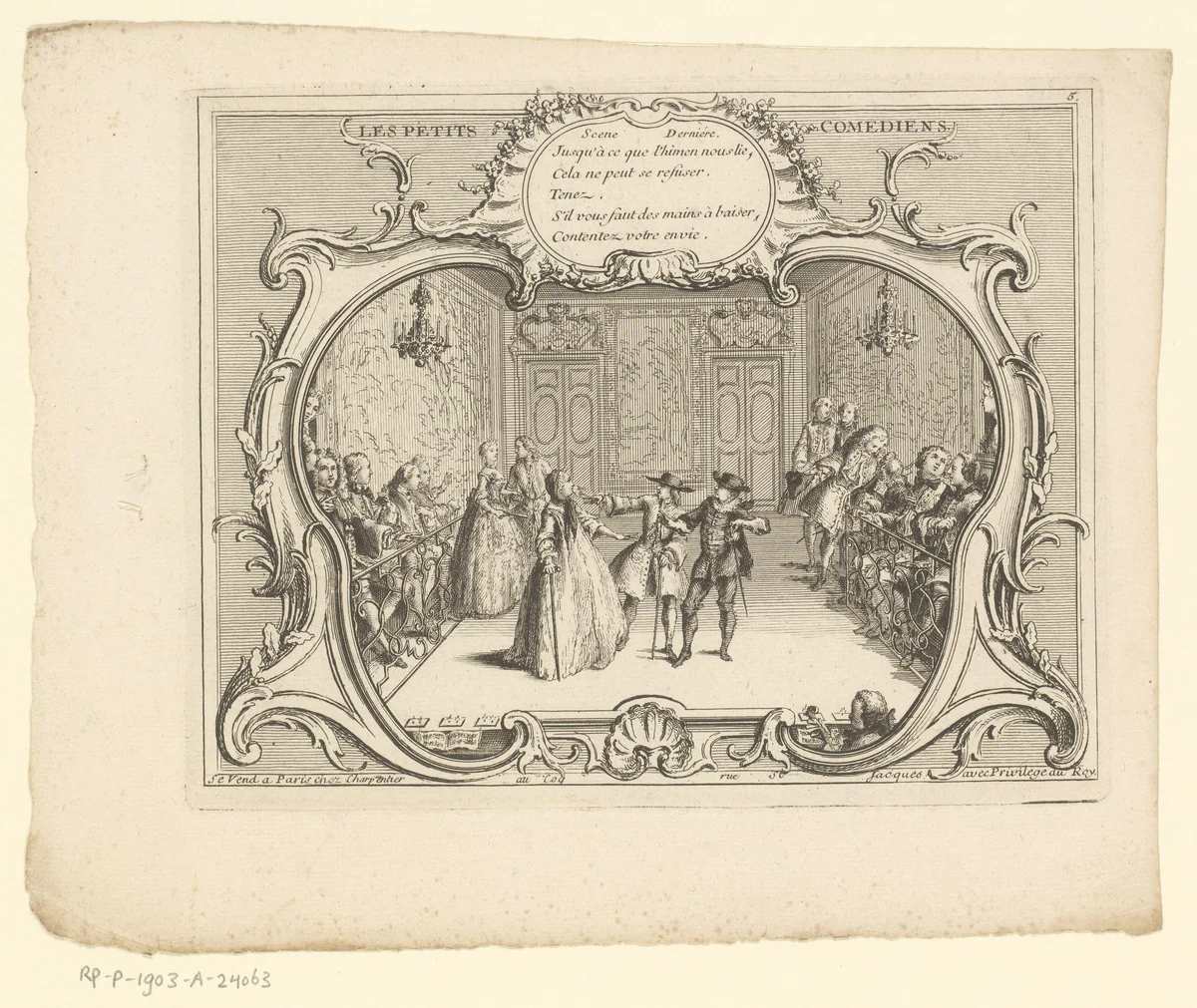 Laatste scène van Les petits comédiens by anonymous, print, 1739-1792