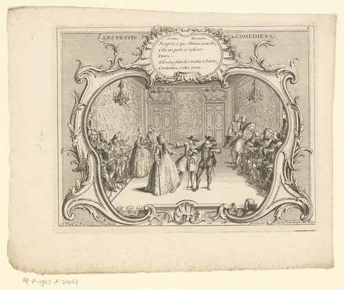 Laatste scène van Les petits comédiens by anonymous, print, 1739-1792